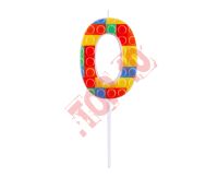 BH-SPK0 ŚWIECZKA PIKER KLOCKI CYFERKA "0" WIELOKOLOROWA