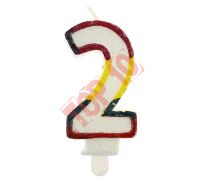 ŚWIECZKA CYFERKA Z BROKATEM "2" SW-CBR2