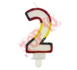 ŚWIECZKA CYFERKA Z BROKATEM "2" SW-CBR2