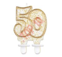 ŚWIECZKA CYFERKA "50" ZŁOTY KONTUR PF-SCZK50