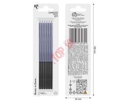 7C-SPNI ŚWIECZKI URODZINOWE PLATINIUM NIEBIESKIE 14.5cm 6/6 - 2