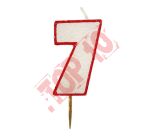 CYFERKA MINI Z BROKATEM CZERWONY KONTUR "7" SW-RSG7