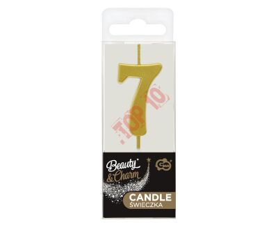 BH-SPZ7 ŚWIECZKA CYFERKA ''7'', METALICZNA ZŁOTA, PIKER B&C - 2