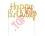 PF-DPHZ DEKORACJA PAPIEROWA B&C "HAPPY BIRTHDAY", ZŁOTA, 11x14 cm