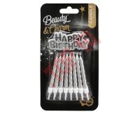 SF-HBSR ŚWIECZKI B&C URODZINOWE HAPPY BIRTHDAY, SREBRNE 16/16