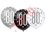 83390 BALON UQ GLITZ GROSZKI Z NADRUKIEM "80" MIX KOLORÓW 12" / 6 szt.
