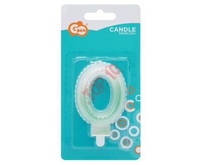 SF-PBZ0 ŚWIECZKA CYFERKA 0, OMBRE, PERŁOWA BIAŁO-ZIELONA - 2