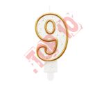 ŚWIECZKA CYFERKA "9" ZŁOTY KONTUR PF-SCZK9