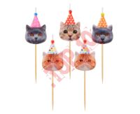 SF-SPKO ŚWIECZKA PIKER "KOTKI W CZAPECZKACH" 5 szt.