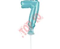 BC-5BL7 BALON FOLIOWY BŁĘKITNY "CYFRA 7" 13 CM NA PATYCZKU