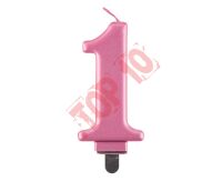 PF-SCR1 ŚWIECZKA B&C CYFERKA "1" METALIK RÓŻOWA 8,0 cm