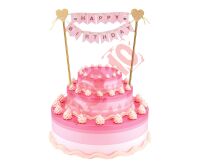 QT-DHBR TOPPER NA TORT HAPPY BIRTHDAY RÓŻOWY