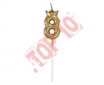 HC-SCK8 Świeczka cyferka 8, z koroną, szampańskie złoto, 6 cm