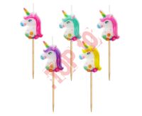 SF-PJEK ŚWIECZKI PIKERY JEDNOROŻCE, KOLOROWE, 5 szt.