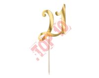 KPT62-21-019 Topper na tort ''21'', złoty, 20.5cm